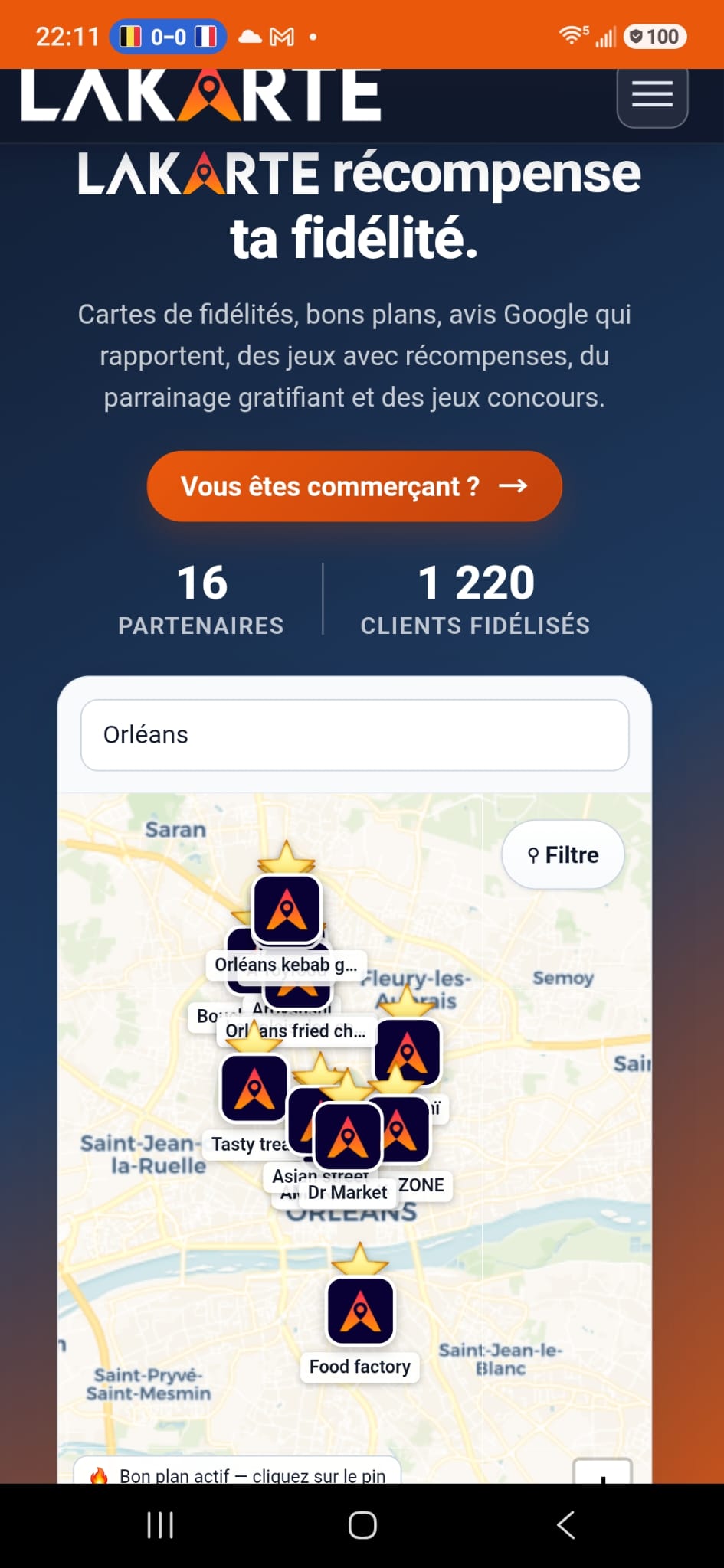 Capture de la page d’accueil